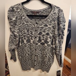FEVER Button-up Ruffed Sleeve Sweater NWT